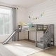 preview thumbnail 16 of 26, Max and Lily Classic Twin Low Loft with Stairs, Easy Slide and Curtain Grey