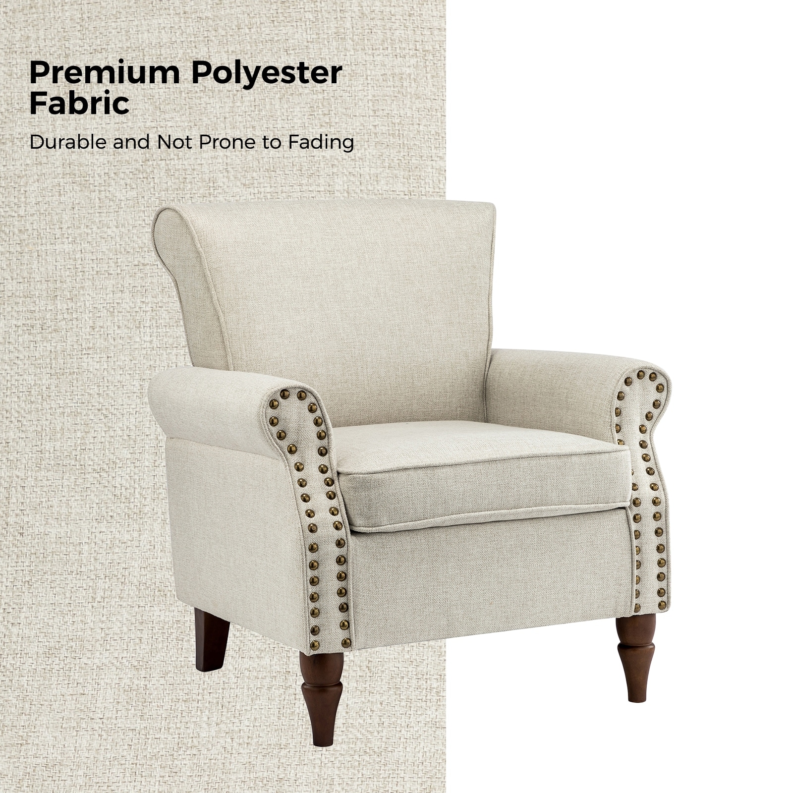 Nyctelius Classic Upholstered Wingback  Accent chair with Wooden Legs and Nailhead Trim  Set of 2 by HULALA HOME