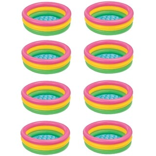 Intex 34in x 10in Sunset Glow Soft Inflatable Baby/Kids Swimming Pool (8 Pack) - 1.3