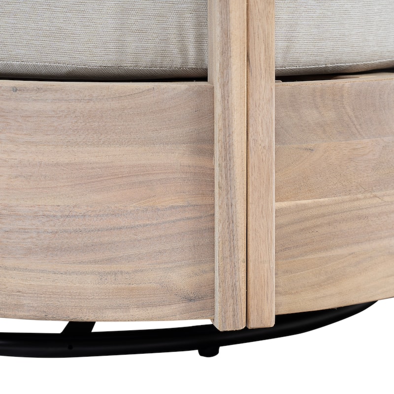 Christopher Knight Home - Telluride Modern Outdoor Solid Wood Swivel Club Chair with Cushioned Comfort