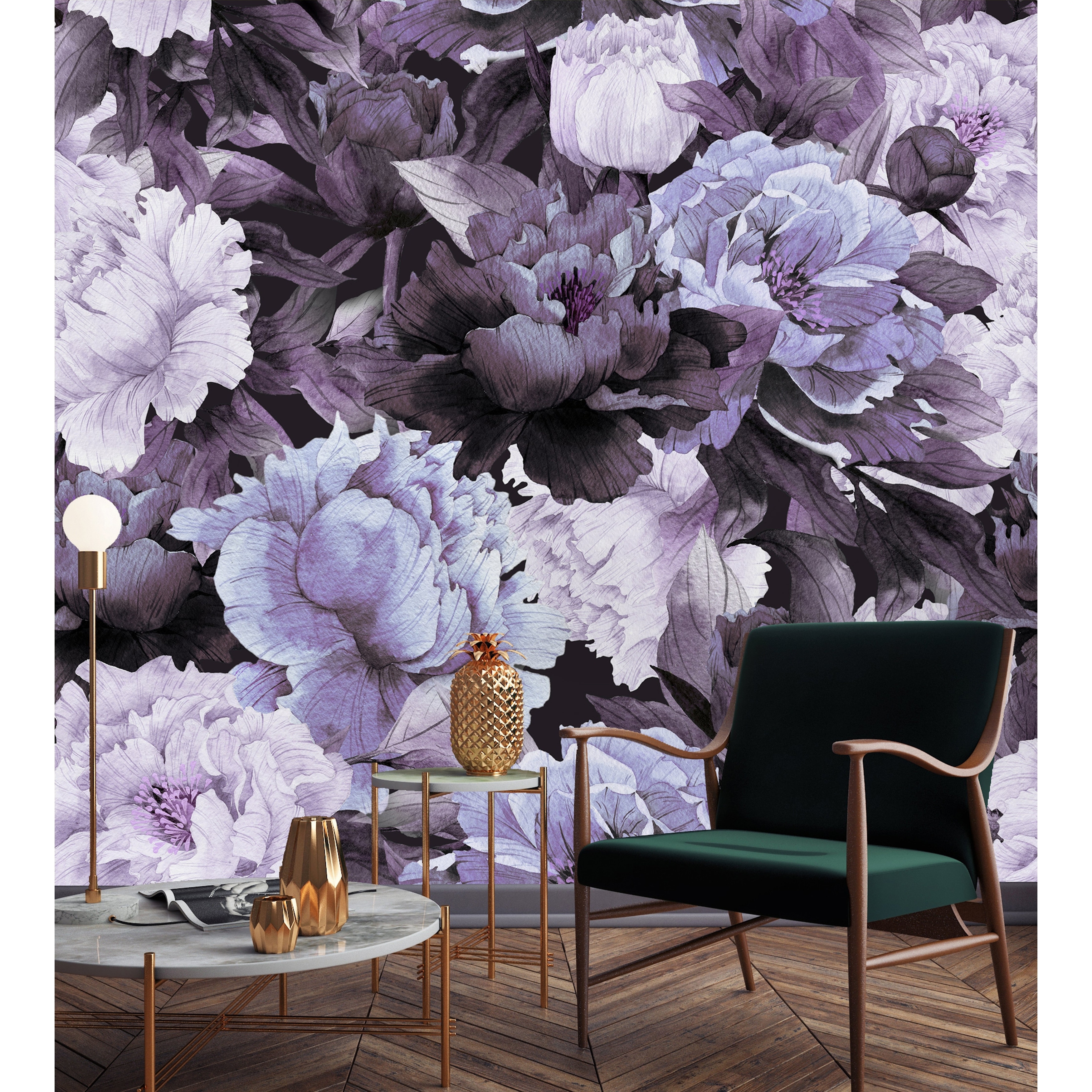 Purple Peony Flowers Wallpaper Mural - On Sale - Overstock - 32617069