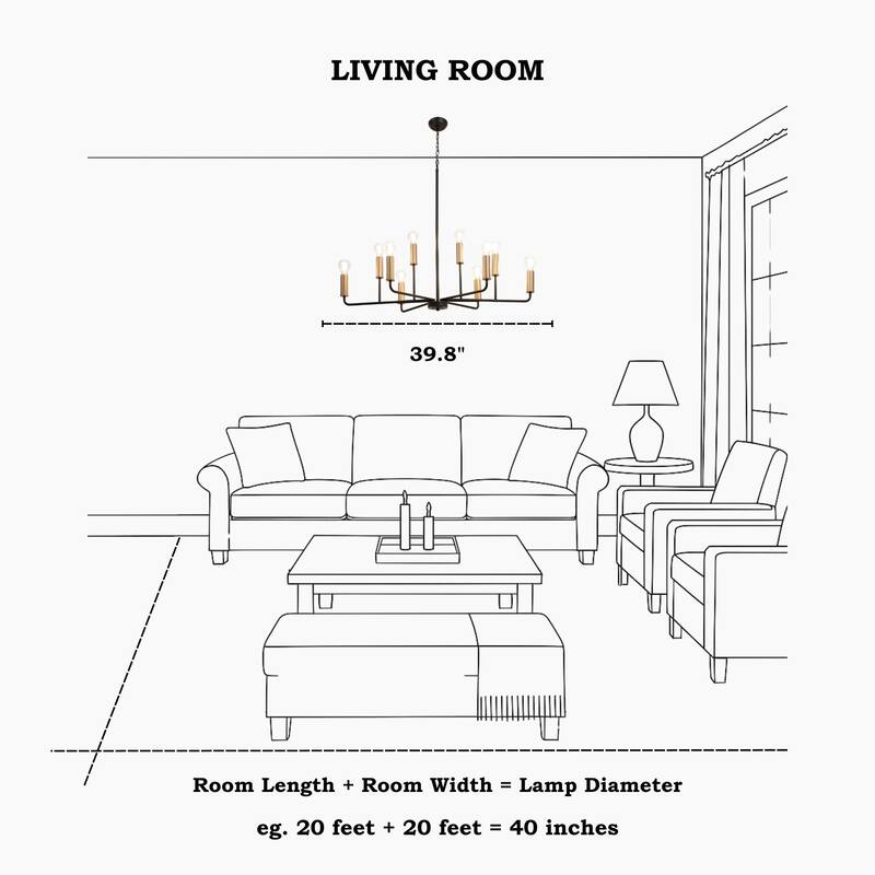 Modern Abstract 10-Light Black Gold Chandeliers with Branch-Shaped for Kitchen Dining Room - 39.8 " × 27.4 " × 13 "