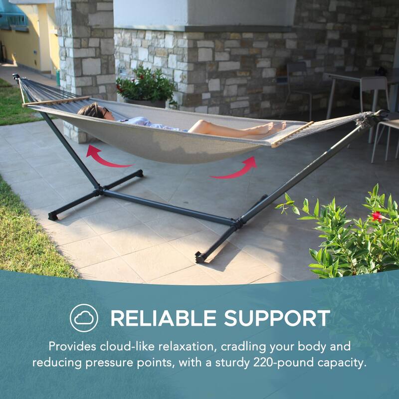 Sunjoy Hammock Stand with Net Portable & Durable Outdoor Relaxation Grey