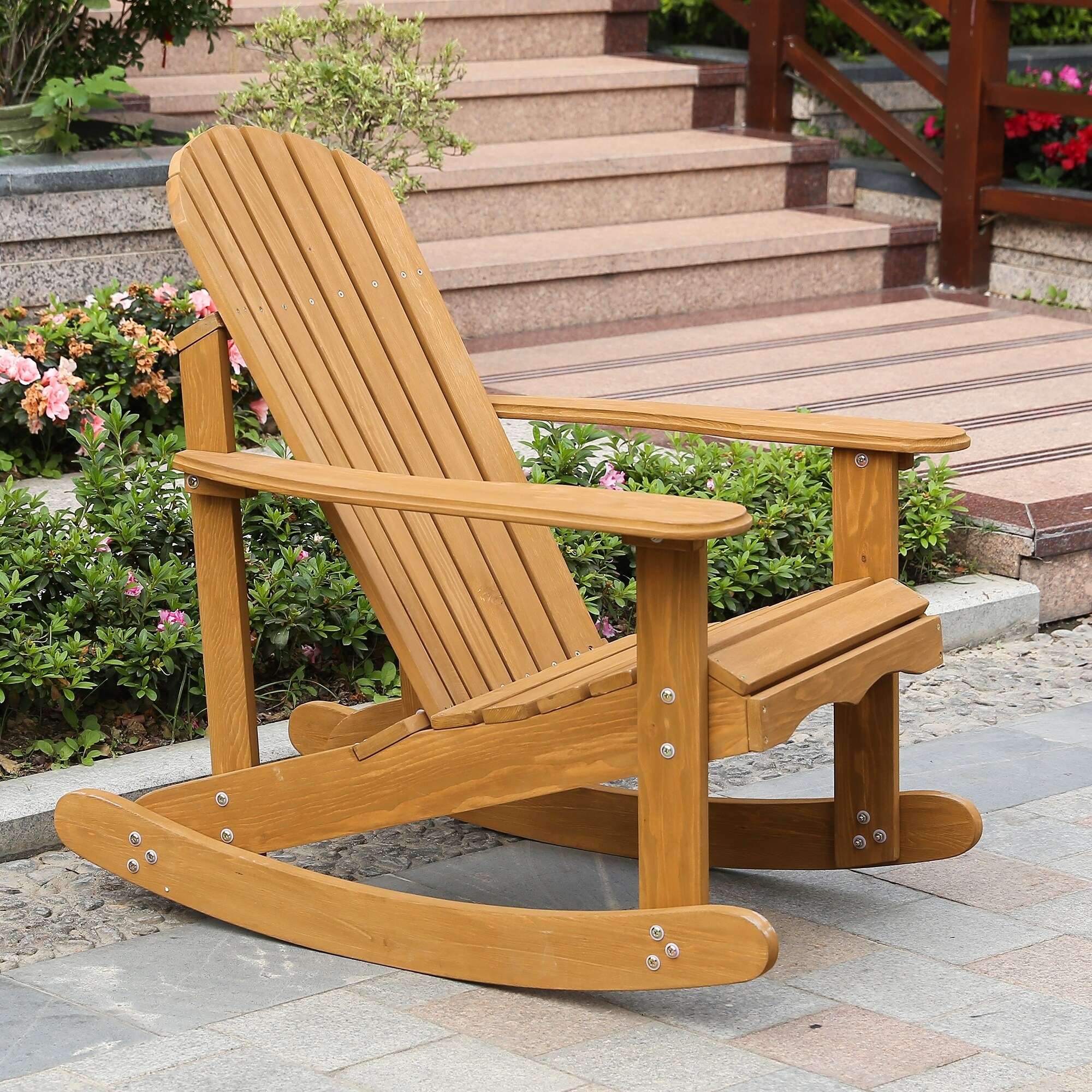 Natural wood adirondack shop rocking chair