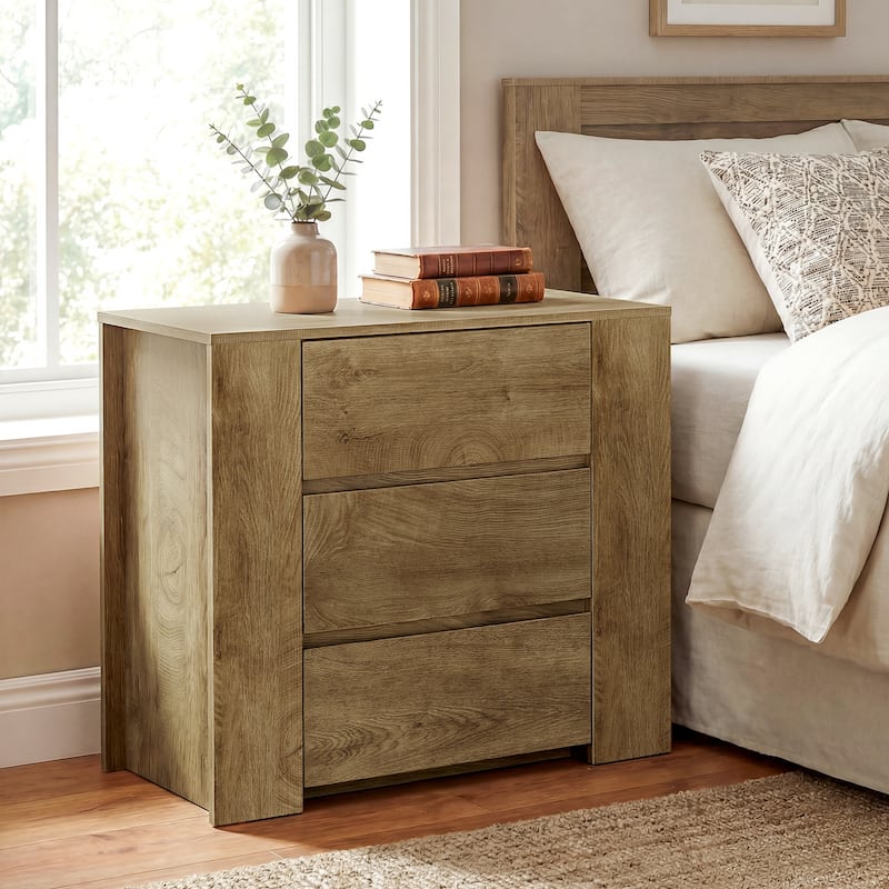 Oversized Nightstand with 3 Drawers, 31.5-Inch Wide Night Stand
