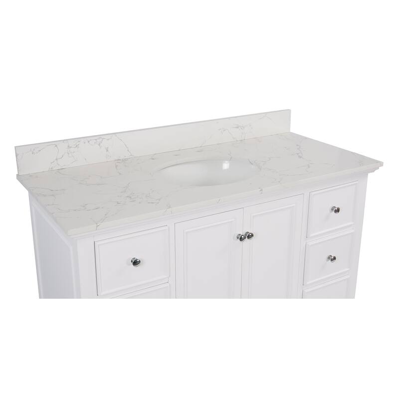 KitchenBathCollection Bella 48" Bathroom Vanity with Engineered Marble Top