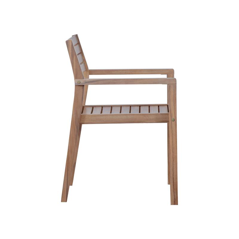 5-Piece Outdoor Acacia Wood Dining Set with Rectangular Table and Umbrella Hole for Family Gatherings