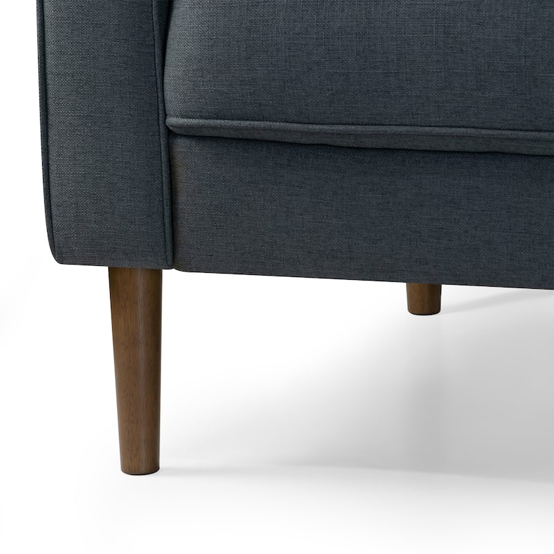 Bisera Dark Gray Twill Tufted Fabric Sofa with Walnut Wood Legs