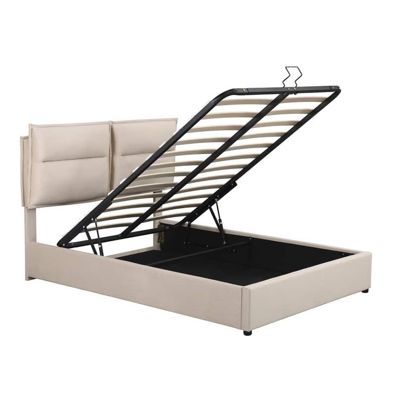 Full/Queen Size Upholstered Platform Bed with Hydraulic Storage System