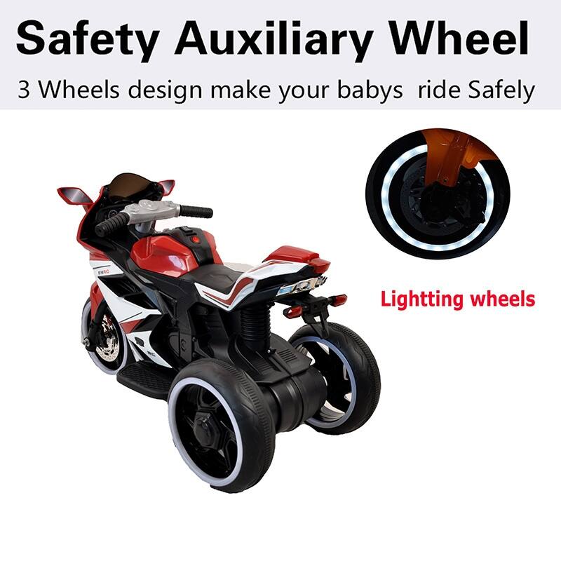 6V Electric Motorcycle for Kids with LED Wheels, MP3 Music, and Headlights, Safe Indoor/Outdoor Ride.