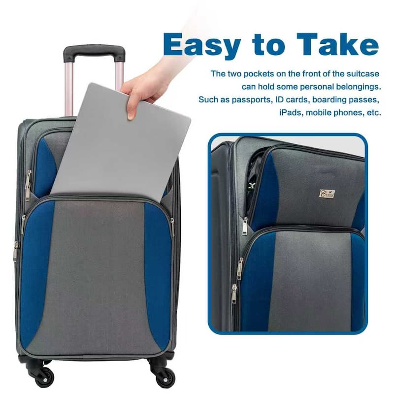 SoftshellLuggage Expandable 4 Piece Set Suitcase Softside Lightweight Luggage Travel Set