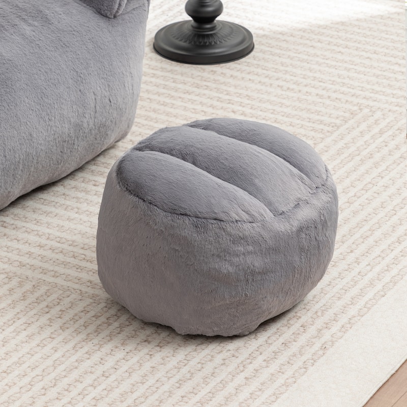 Comfy Bean Bag Sofa With Back Support, With Footstool,Faux Fur Bean Bag Chair For Adults And Kids