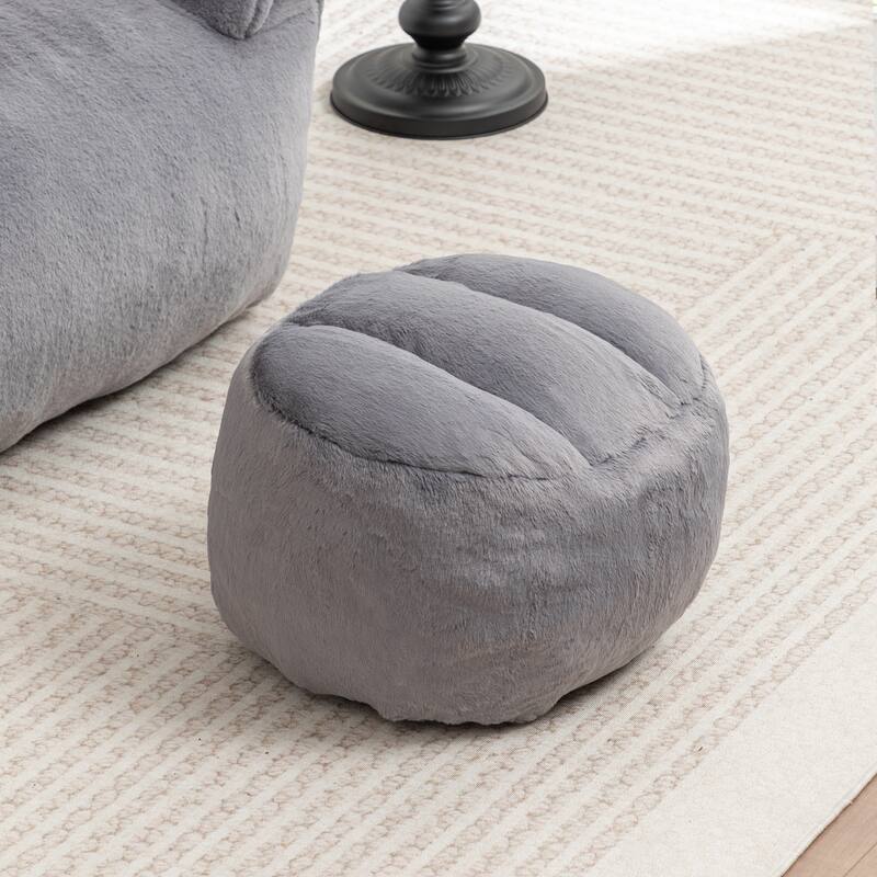 Faux Fur Bean Bag Chair with Back Support & Footstool - Comfy Floor Sofa for Adults & Kids, Living Room, Bedroom (2 Options)