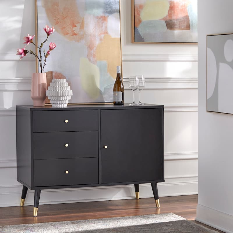 Carson Carrington Horsens 3-Drawer Mid-Century Modern Buffet/Sideboard - Black