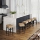 preview thumbnail 16 of 27, Harvey Rattan Bar Stool, Bohemian Counter Height Stool with Woven Seagrass Seat, Solid Wood Legs, and Metal Footrest