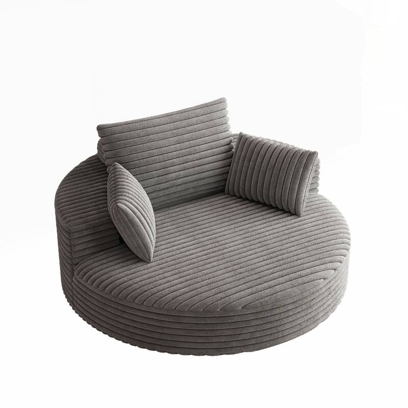360 Degree Swivel Chair Corduroy Chenille Foam Single Sofa