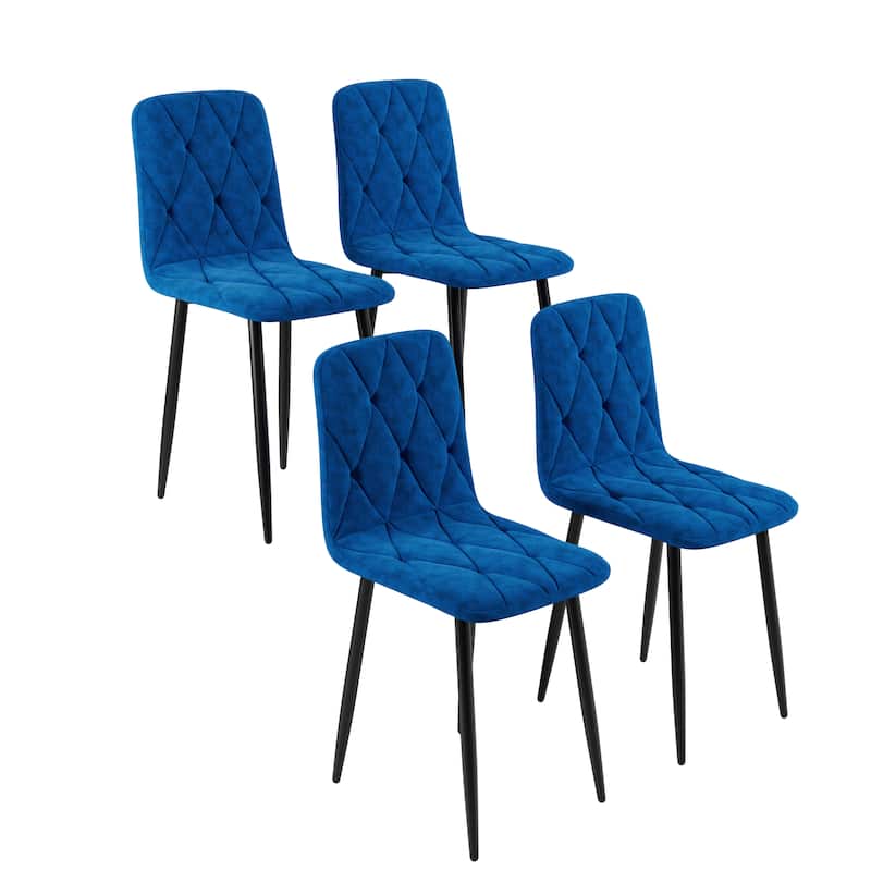 Modern Velvet Dining Chairs Set of 4 with Sturdy Metal Legs and Ergonomic Design - Blue-1