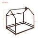 preview thumbnail 16 of 38, Semi-Enclosed House Bed for Kids, Full Size Floor Bed with Roof, Playhouse Design, Solid Pine Wood Frame, No Slats