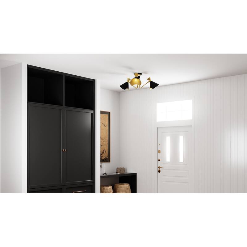 Arden 3-Light Matte Black Semi-Flush Mount