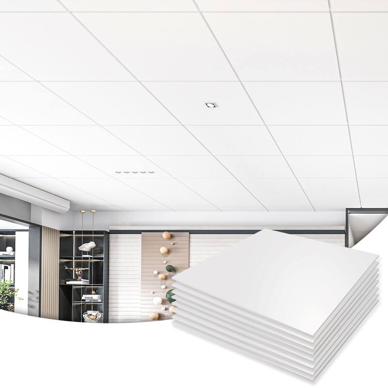 Art3d 2ft x 2ft Smooth Ceiling Tile,Lay-in Ceiling Tile,12Pcs - White