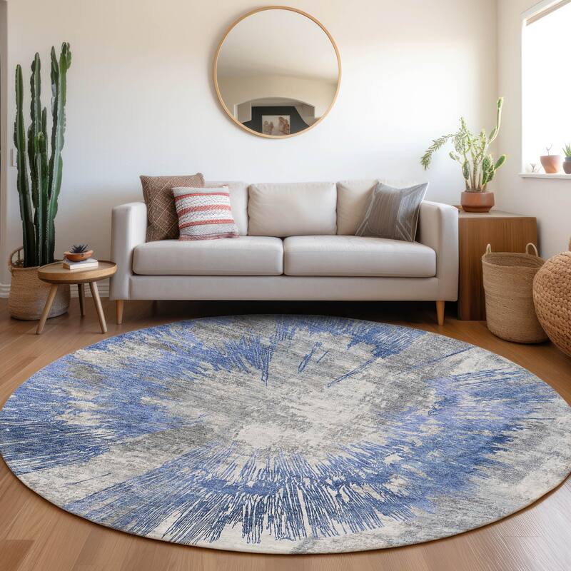 Machine Washable Indoor/ Outdoor Chantille Contemporary Starburst Rug