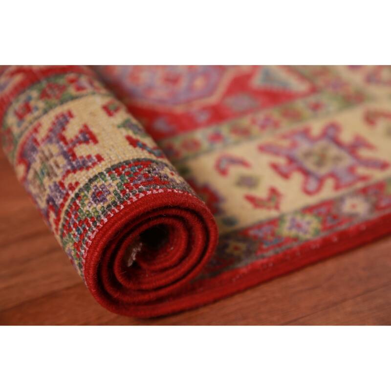 Geometric Kazak Oriental Foyer Rug Traditional Handmade Wool Carpet - 2'0"x 3'0"