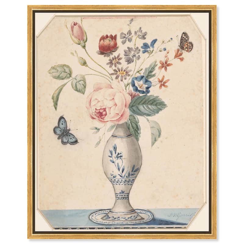 Vase with flowers 1850 Canvas by Art Remedy - Gold - 30" x 36"