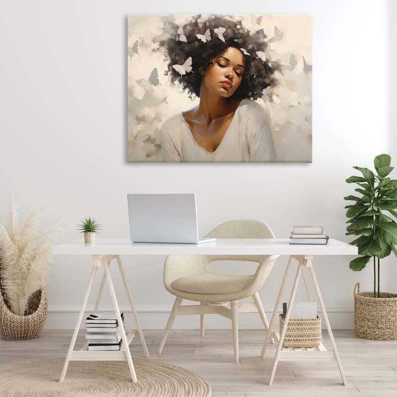 Stupell Woman with White Butterflies Canvas Wall Art Design By Arlington Prints