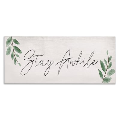 Stupell Stay Awhile with Plant Sprigs Canvas Wall Art Design By Lil' Rue
