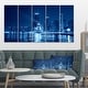 preview thumbnail 1 of 15, Designart 'Blue Chicago Skyline Night' Cityscape Photo Large Canvas Print - Blue