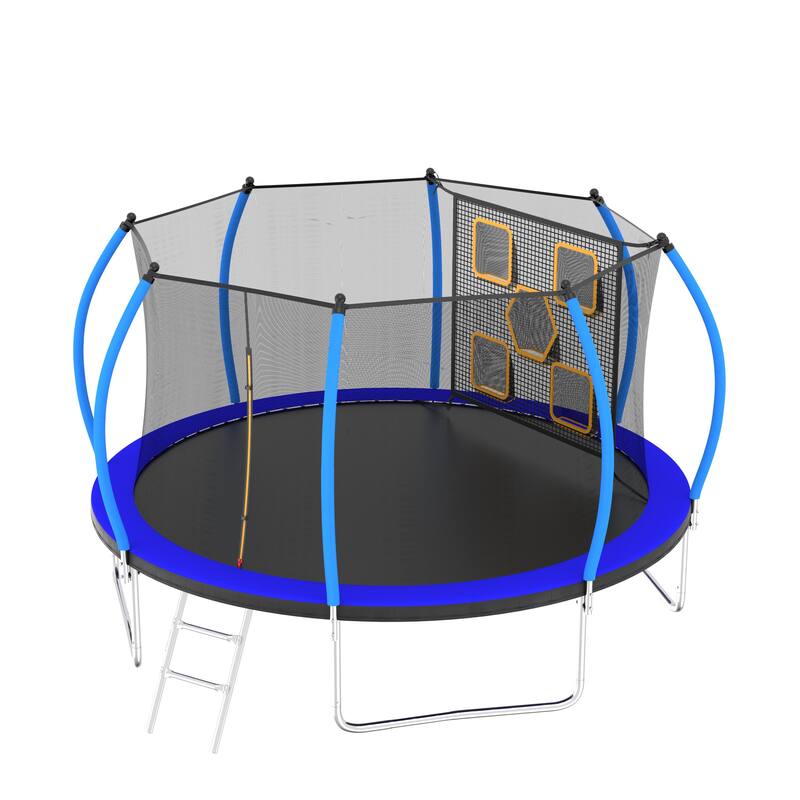 Toddler Trampoline with Handle - Suitable for Toddlers, Baby Gift, Indoor Outdoor Use - Black+Blue - 144