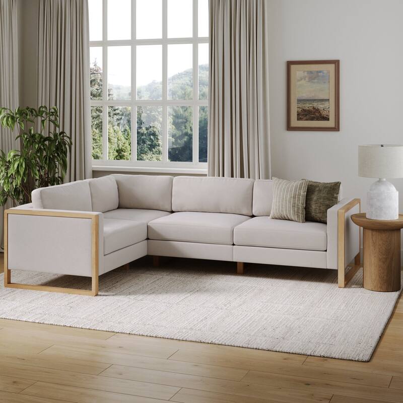 Madison Modern Upholstered Modular Sofa or Couch for Living Room with Solid Wood Legs