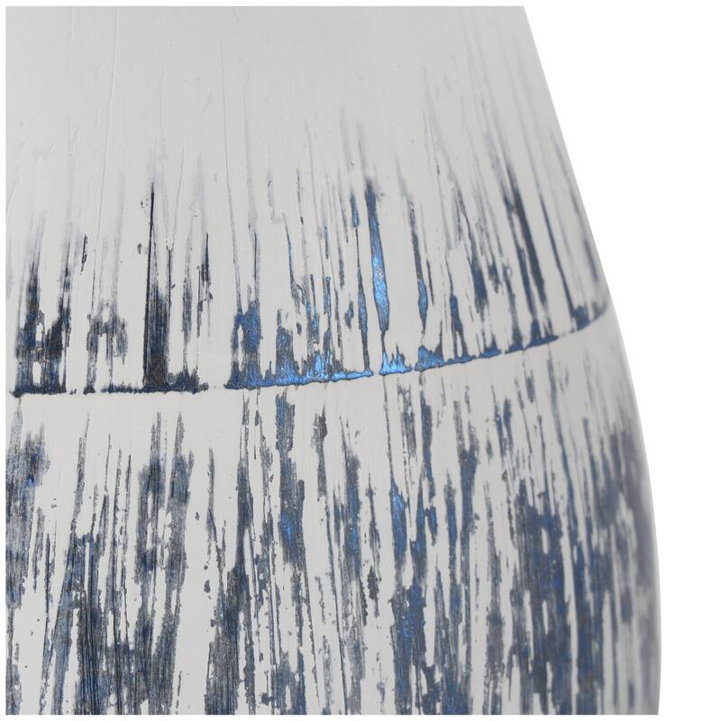 Metal Brushed Decorative Vase with White Background - Set of 2 Blue - Roche River Decor