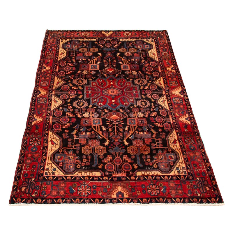 Anatolian Vintage Black, Red Rug 5'2" x 9'0" - 5'2 x 9'0
