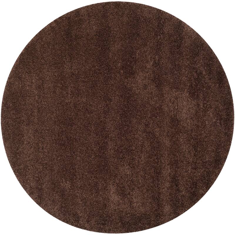 SAFAVIEH California Shag Izat 2-inch Thick Area Rug - 8'6" x 8'6" Round - Brown