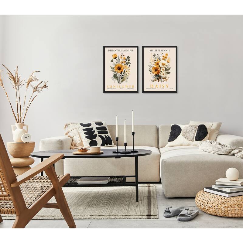 Amanti Art Vintage Sunflower & Daisy 2 Piece by Christopher Giampietro Framed Canvas Wall Art