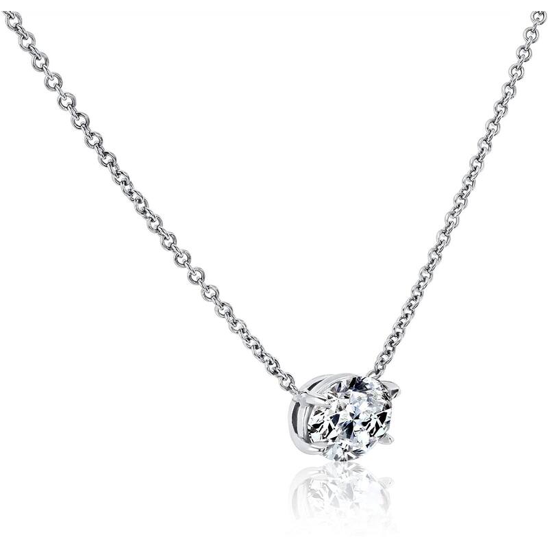 Kobelli 1.25 Carats Lab Grown Diamond 14k Solid Gold East-West Oval Solitaire Necklace (FG/VS)