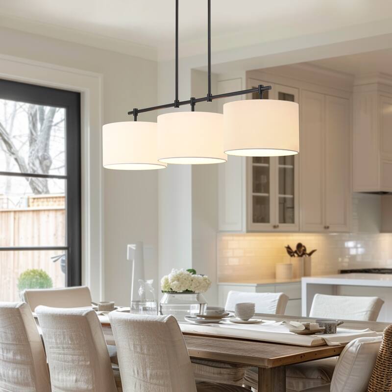Sedgy 3-Light Black Kitchen Island Chandelier Pendant - 41'' W