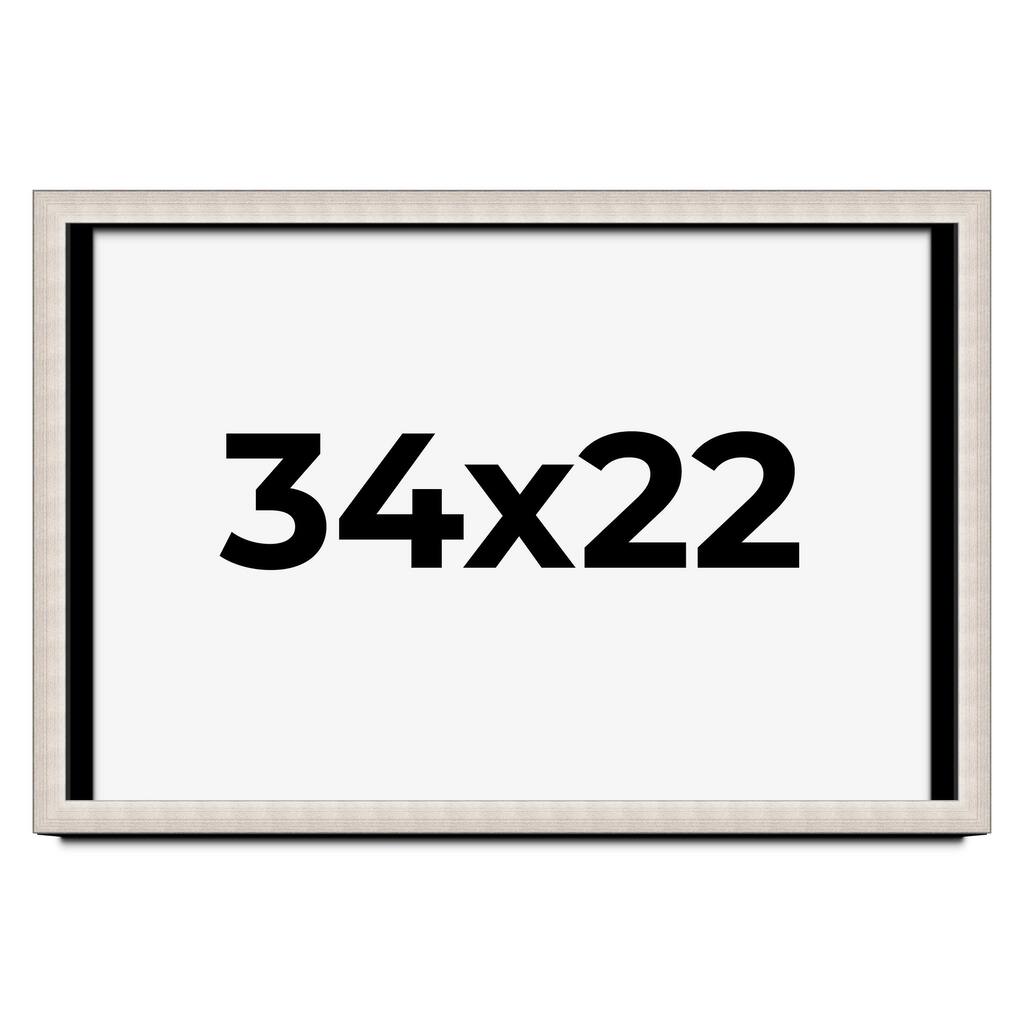 34x22 Shadow Box Frame Silver Real Wood Contemporary Shadowbox Display Frame UV Acrylic Front Acid Free Backing and Hardware