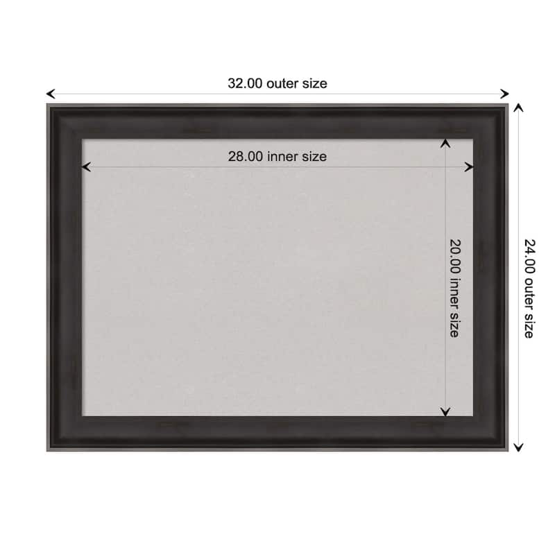 Allure Charcoal Wood Framed Grey Corkboard Bulletin Board, Organization Board, Pin Board - Board Size 28x20