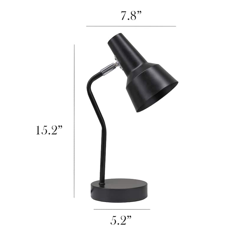 Metal Gooseneck Desk Lamp Adjustable Task Light for Home Office - 7.80 x 5.20 x 15.20 in. (L x W x H)
