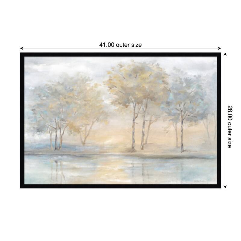Serene Trees Landscape by Cynthia Coulter Wood Framed Wall Art Print - Svelte Noir Black - 41 x 28 in