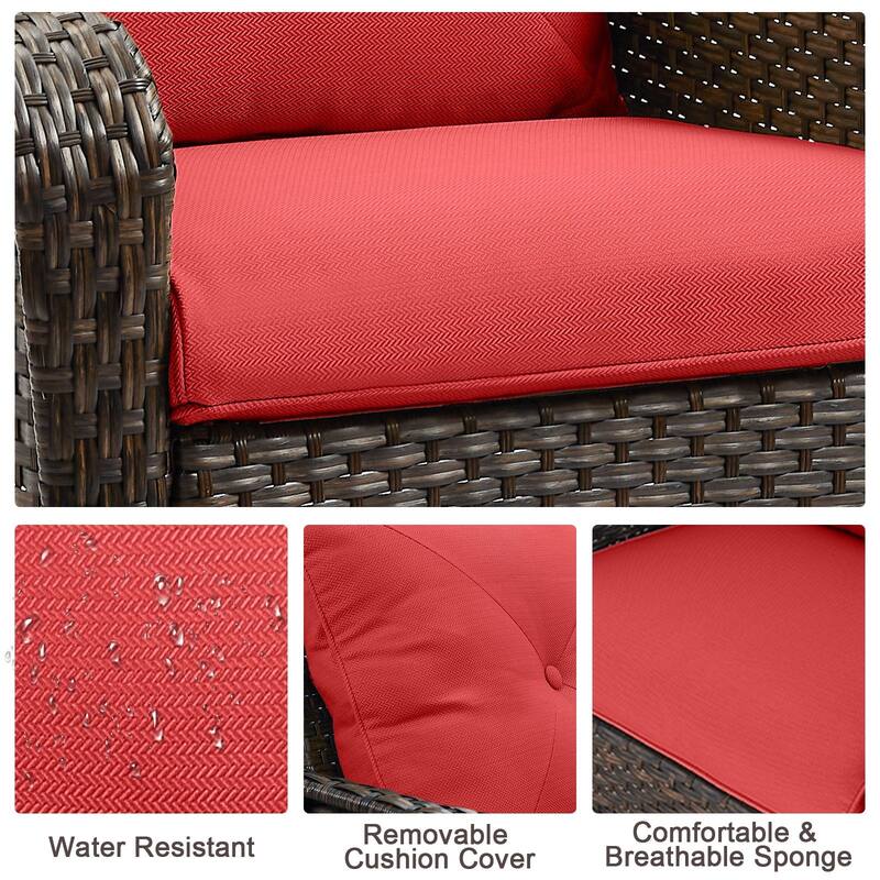 Pocassy Outdoor Wicker Patio Chair with Cushion