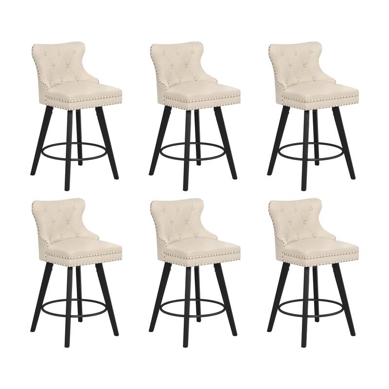 LUE BONA Swivel Bar Stools Counter Height, Upholstered Counter Stools with Backs - 26"H
