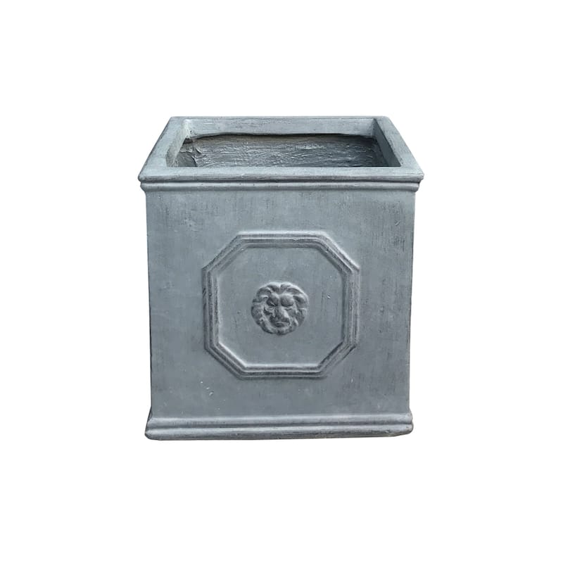 DurX-litecrete Lightweight Concrete Lion Head Square Antique Rust Color Planter Small - 10.24'x10.24'x10.24'