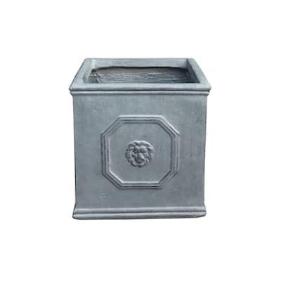 DurX-litecrete Lightweight Concrete Lion Head Square Antique Rust Color Planter Small - 10.24'x10.24'x10.24'