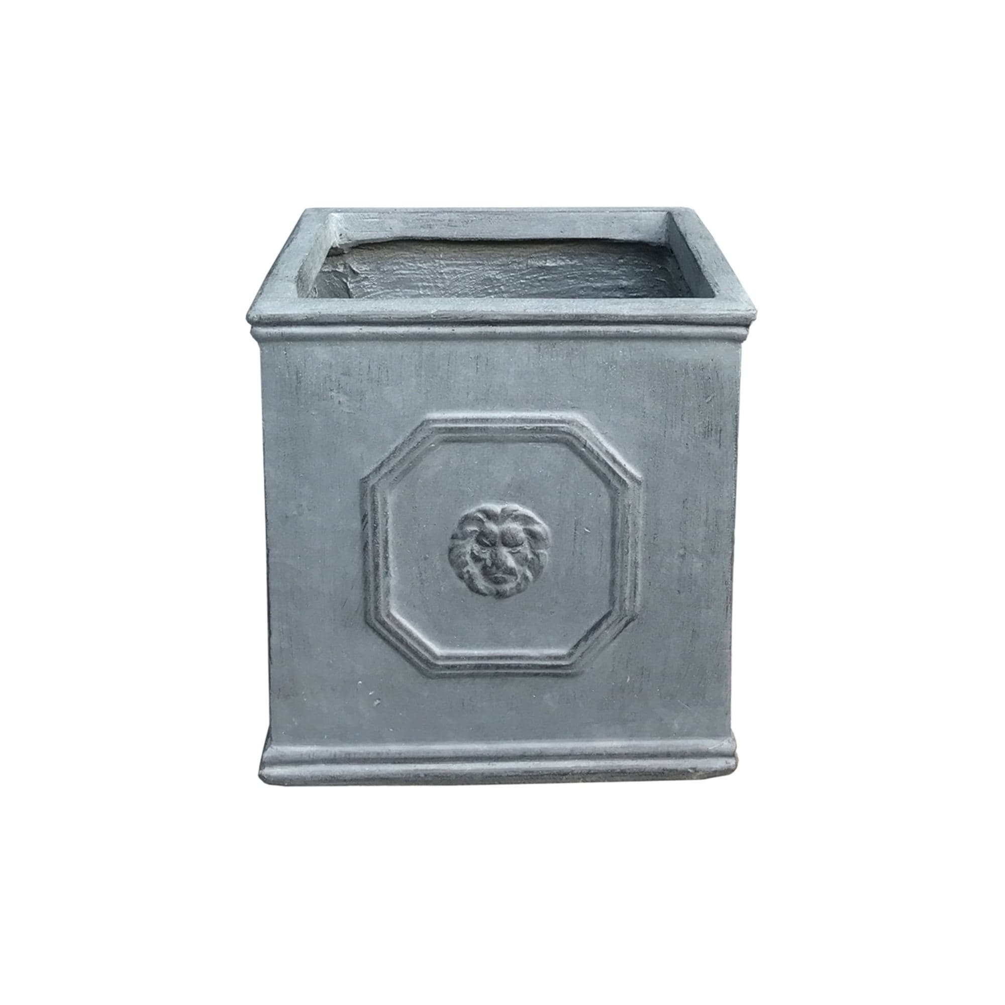 DurX-litecrete Lightweight Concrete Lion Head Square Antique Rust Color Planter Small