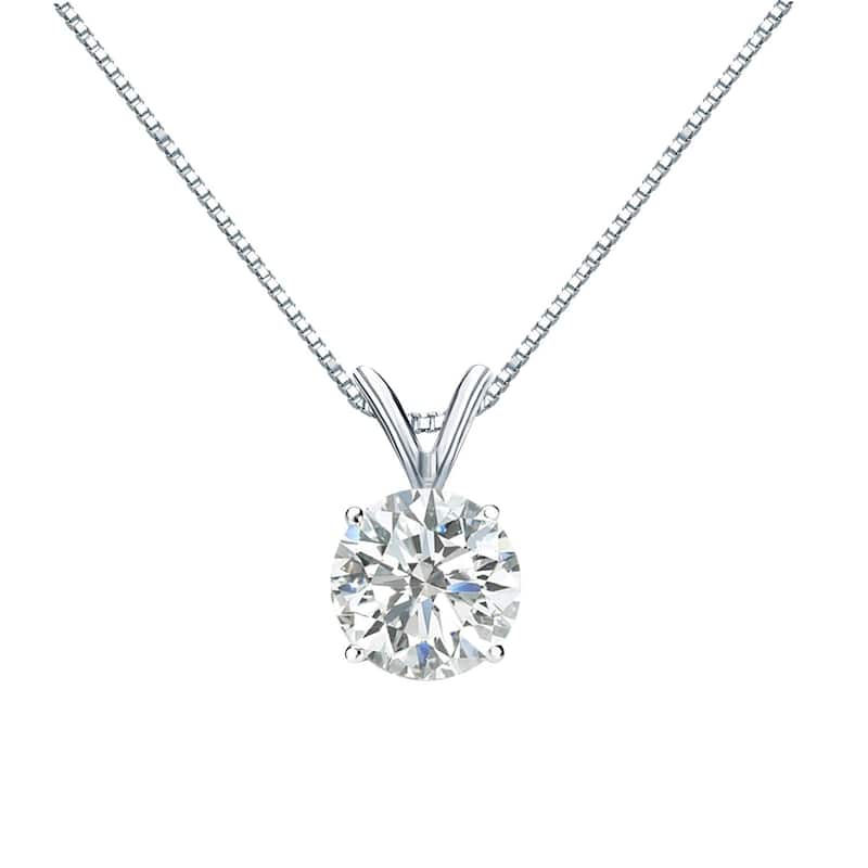 Auriya 14k Gold 1ctw Round Solitaire Diamond Necklace (I-J, SI2-SI3)