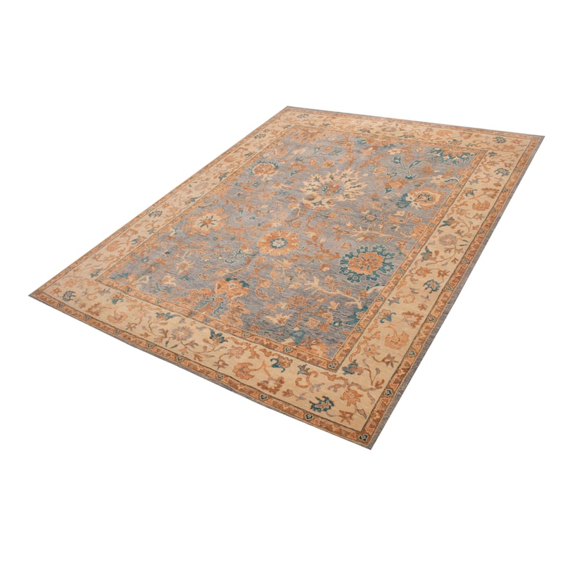 ECARPETGALLERY Hand-knotted Finest Oushak Denim Blue Wool Rug - 11'10 x 15'0