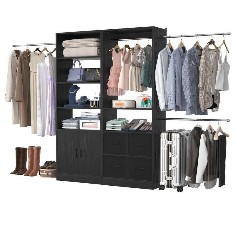 Rackcog Set of 2 Closet Organizer with 2 Doors, Closet System with Drawers for Walk-in Closet